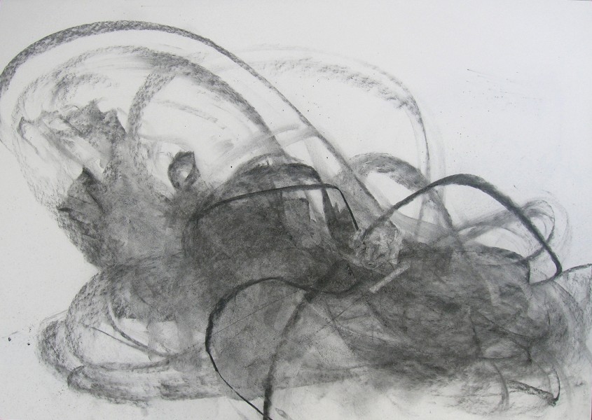 Darkness and Light, (La Manga Video y Danza) 2007, charcoal on paper, 24 x 36 inches